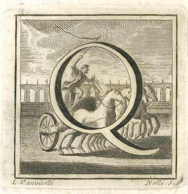 Luigi Vanvitelli, Letter of the Alphabet Q, Etching, 18th Century-ZCI-1775511