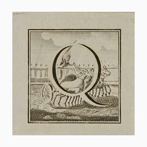 Luigi Vanvitelli, Letter of the Alphabet Q, Etching, 18th Century-ZCI-1760431