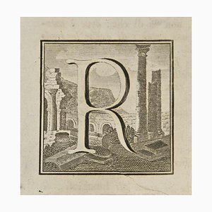 Luigi Vanvitelli, Letter of the Alphabet R, Etching, 18th Century-ZCI-2024965