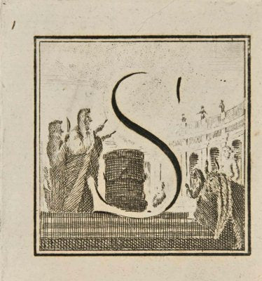 Luigi Vanvitelli, Letter of the Alphabet S, Etching, 18th Century-ZCI-2024969