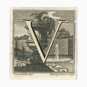 Luigi Vanvitelli, Letter of the Alphabet V, Etching, 18th Century-ZCI-1770117