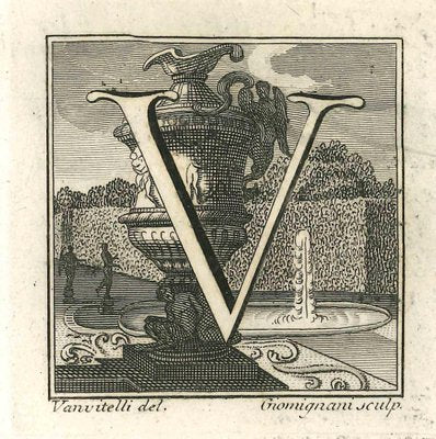 Luigi Vanvitelli, Letter V, Etching, 18th Century-ZCI-1781731