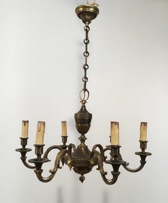 Luigi XVI Bronze Chandelier, 1950s-BA-1365744