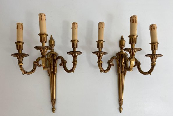 Luigi XVI Style Bronze Sconces from Lucien Gau, 1950s, Set of 2-BA-1375087