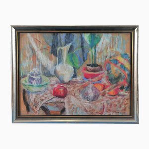 M. A. Filotas, Still Life of Trousers and a Vase on a Table, 1956, Pastel on Paper-QOR-2027048