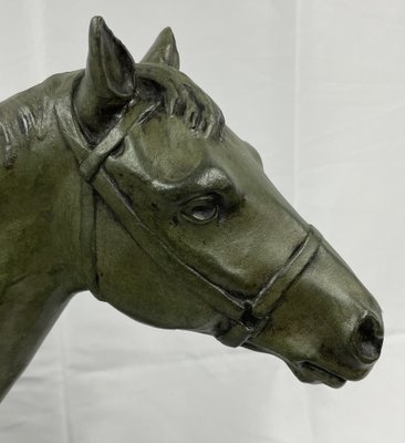 M. de Mathelin, Horse Walking in Bronze with Green Patina, 1900s-LQ-1033404