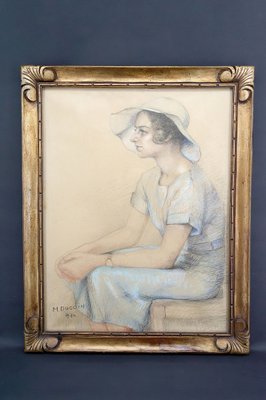 M. Ducoin, Portrait of a Young Woman, 1934, Mixed Media on Paper-XNH-1808003