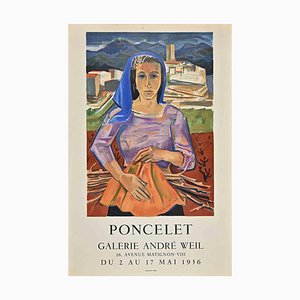 M.G. Poncelet, Woman with Blue Scarf, Vintage Offset Poster, 1956-ZCI-1788717