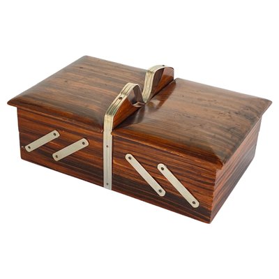 Macassar Brown Ebony and Satin Wood Game Box, France, 1940s-UR-1367255