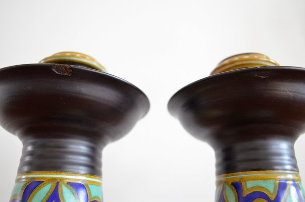 Madeleine Candlestick by Gouda Holland, 1930s, Set of 2-OV-1065134