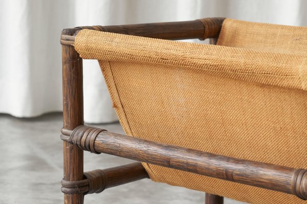 Magazine Rack in Canvas and Bamboo, 1960s-FEW-2024200