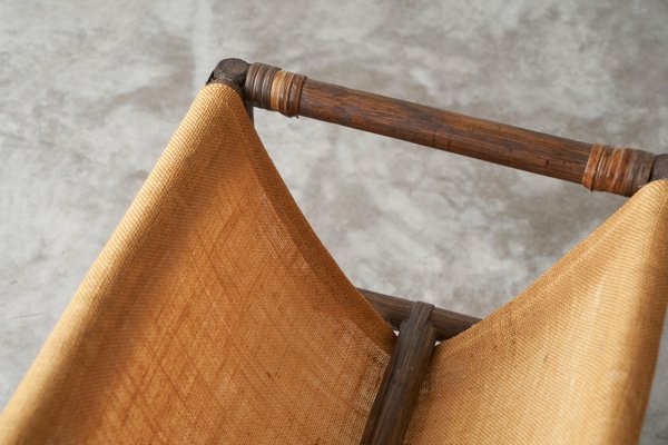 Magazine Rack in Canvas and Bamboo, 1960s-FEW-2024200