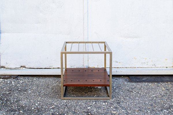 Magazine Rack in Chromed Metal and Wood, Italy, 1960s-VCV-1801988