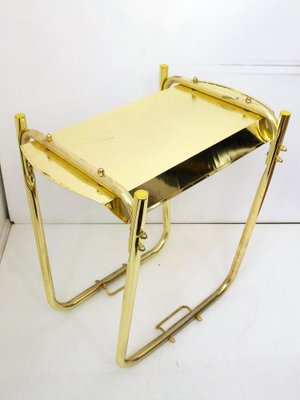 Magazine Rack in Gilt Metal, Textile and Wood, 1980s-RNR-1802348