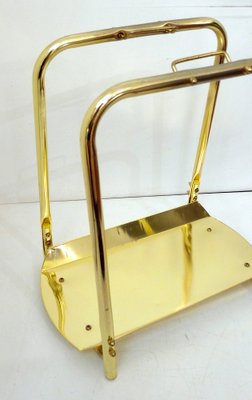 Magazine Rack in Gilt Metal, Textile and Wood, 1980s-RNR-1802348