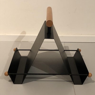 Magazine Rack in Iron and Wood, Italy, 1980s-ZD-674727