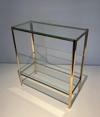 Magazine Rack in Polished Bronze and Glass by Jacques Théophile Lepelletier, 1970s-BA-1694748