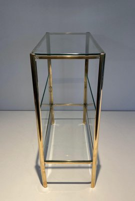 Magazine Rack in Polished Bronze and Glass by Jacques Théophile Lepelletier, 1970s-BA-1694748