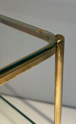 Magazine Rack in Polished Bronze and Glass by Jacques Théophile Lepelletier, 1970s-BA-1694748