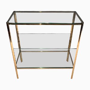 Magazine Rack in Polished Bronze and Glass by Jacques Théophile Lepelletier, 1970s-BA-1694748