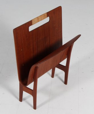 Magazine Rack in Teak and Cane attributed to Ejner Larsen & Aksel Bender Madsen, 1960s-HJB-1791100