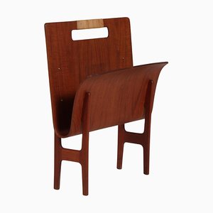 Magazine Rack in Teak and Cane attributed to Ejner Larsen & Aksel Bender Madsen, 1960s-HJB-1791100