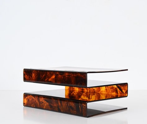 Magazine Rack in Tortoiseshell Acrylic Glass and Briar from Guzzini, Italy, 1970s-JDR-1757598