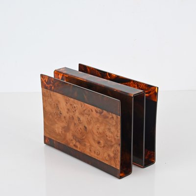 Magazine Rack in Tortoiseshell Acrylic Glass and Briar from Guzzini, Italy, 1970s-JDR-1757598