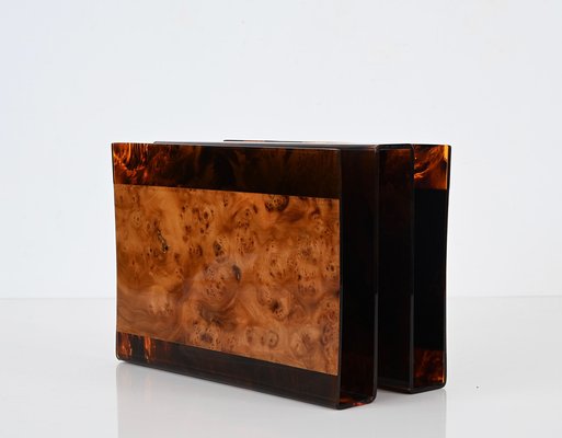 Magazine Rack in Tortoiseshell Acrylic Glass and Briar from Guzzini, Italy, 1970s-JDR-1757598