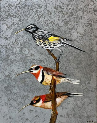 Magdalena Nalecz, Grey Antbird and Slaty Bristlefront, 2021, Acrylic on Canvas-XHG-1214554