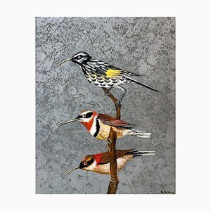 Magdalena Nalecz, Grey Antbird and Slaty Bristlefront, 2021, Acrylic on Canvas-XHG-1214554