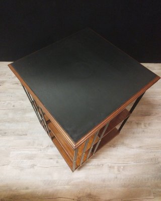 Mahogany and Blackened Wood Revolving Bookcase, 1920s-IBO-1442033