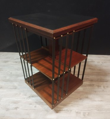 Mahogany and Blackened Wood Revolving Bookcase, 1920s-IBO-1442033