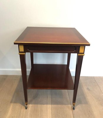 Mahogany and Brass Center Table by Hugnet, 1940s-BA-1000918