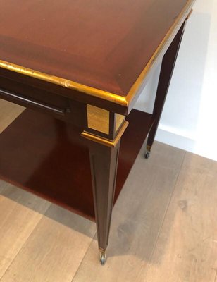 Mahogany and Brass Center Table by Hugnet, 1940s-BA-1000918