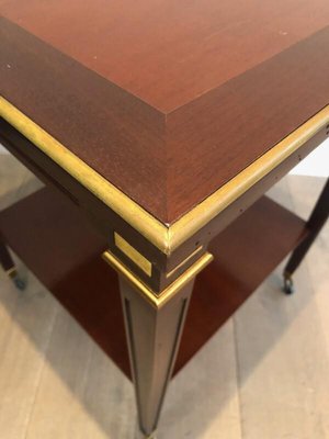 Mahogany and Brass Center Table by Hugnet, 1940s-BA-1000918