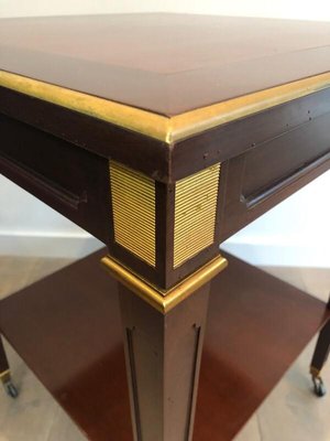 Mahogany and Brass Center Table by Hugnet, 1940s-BA-1000918