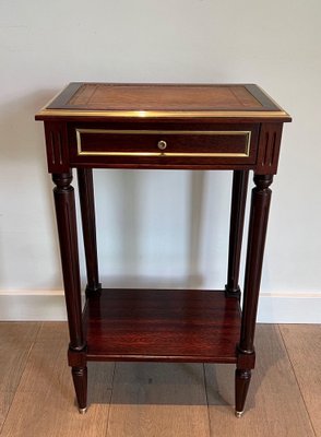 Mahogany and Brass Nightstands with Leather Trays in the Style of Maison Jansen, 1940s, Set of 2-BA-1740050