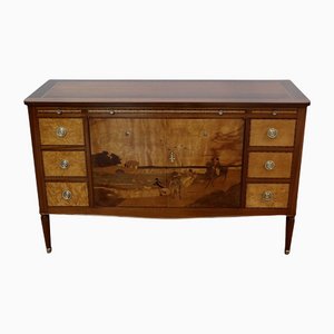 Mahogany and Marquetry Dresser Buffet in the Style of Louis XVI, 1940s-RVK-1117659