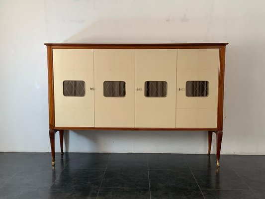 Mahogany and Parchment Cabinet, Italy, 1950s-IJR-1057207