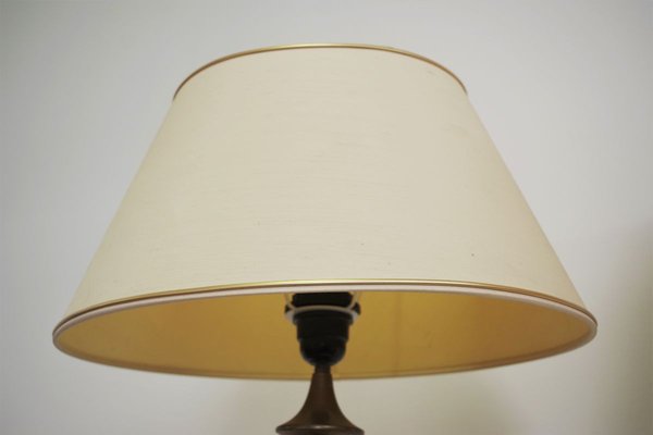 Mahogany, Brass & Cotton Hats Tale Lamps from Abat Jour, 1950s, Set of 2-KNM-910485