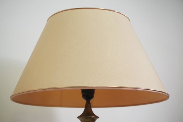 Mahogany, Brass & Cotton Hats Tale Lamps from Abat Jour, 1950s, Set of 2-KNM-910485