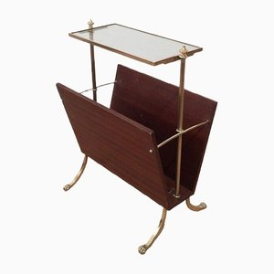 Mahogany & Brass Magazine Rack from Maison Jansen-BA-1365512