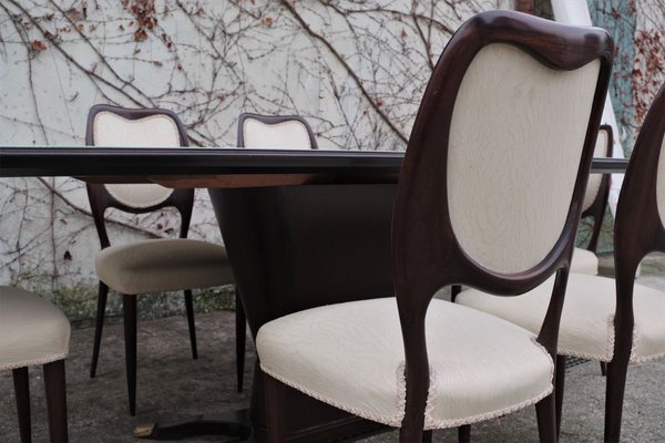 Mahogany Dining Table & Chairs frm the Rigamonti Brothers, 1950s, Set of 7-KNM-858593