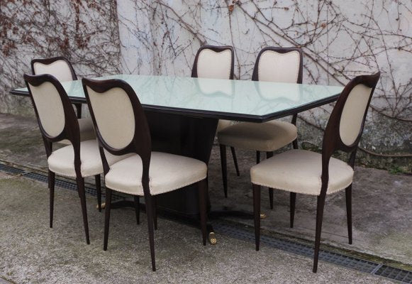 Mahogany Dining Table & Chairs frm the Rigamonti Brothers, 1950s, Set of 7-KNM-858593