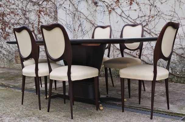 Mahogany Dining Table & Chairs frm the Rigamonti Brothers, 1950s, Set of 7-KNM-858593