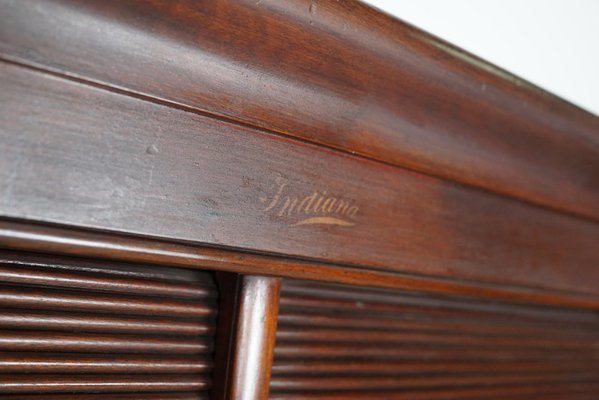 Mahogany Filing Cabinet with Roll Down Tambour Doors, USA, 1920s-XO-1738099