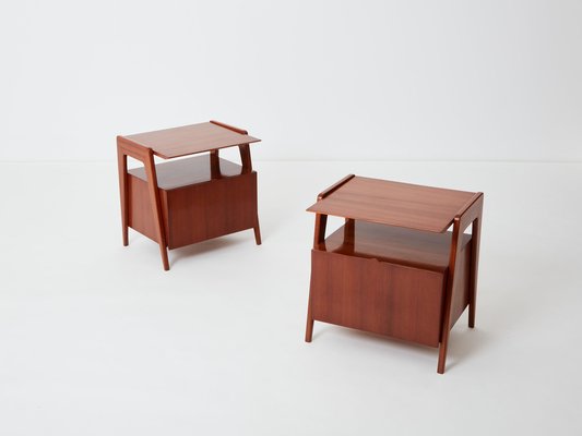 Mahogany Nightstands by Silvio Cavatorta, 1950s, Set of 2-YJA-1762898