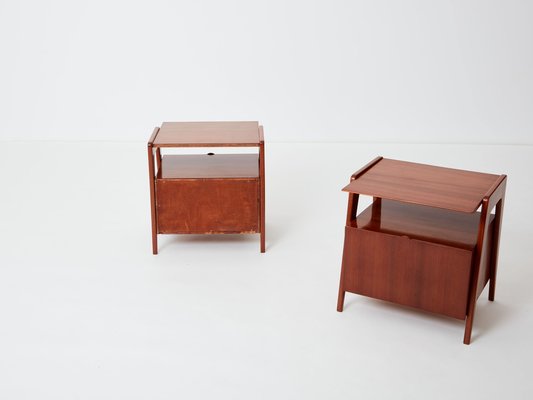 Mahogany Nightstands by Silvio Cavatorta, 1950s, Set of 2-YJA-1762898