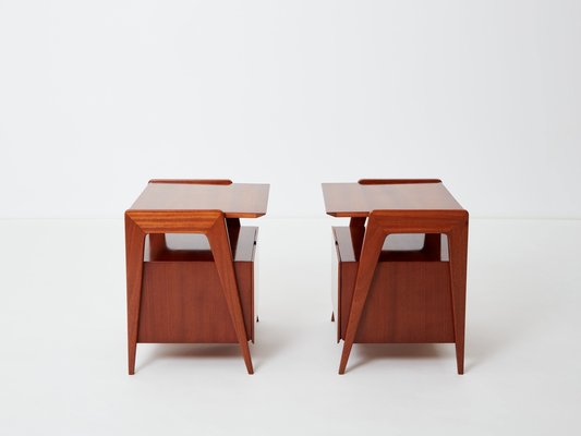 Mahogany Nightstands by Silvio Cavatorta, 1950s, Set of 2-YJA-1762898